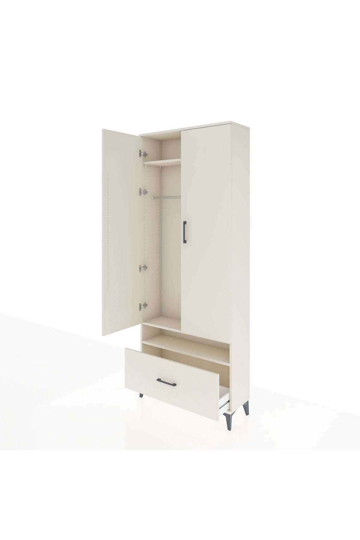 Arges Dolap 3 Raflı Tek Çekmeceli Tek Askılı 88x30x221 - S30M031V1A