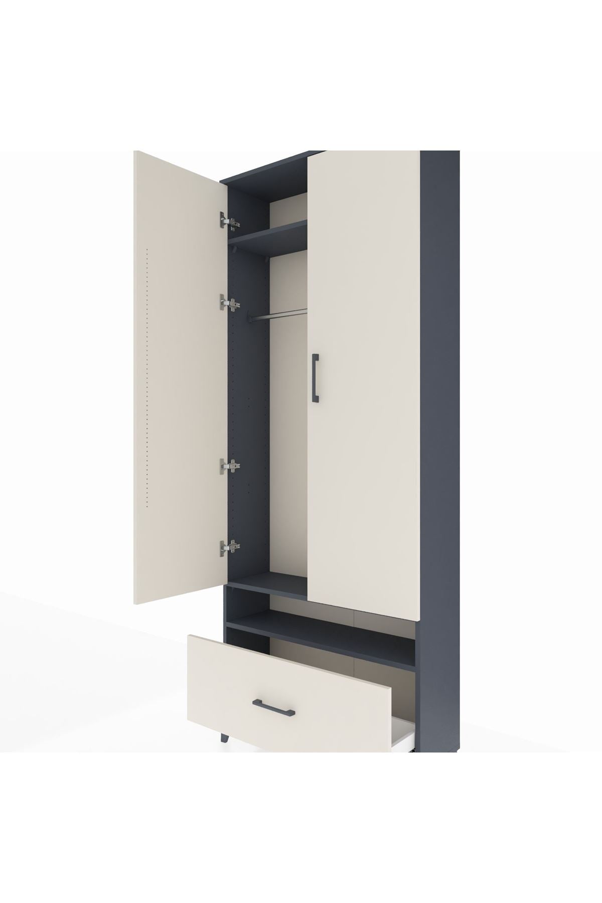 Arges Dolap 3 Raflı Tek Çekmeceli Tek Askılı 88x30x221 - S30M031V4A