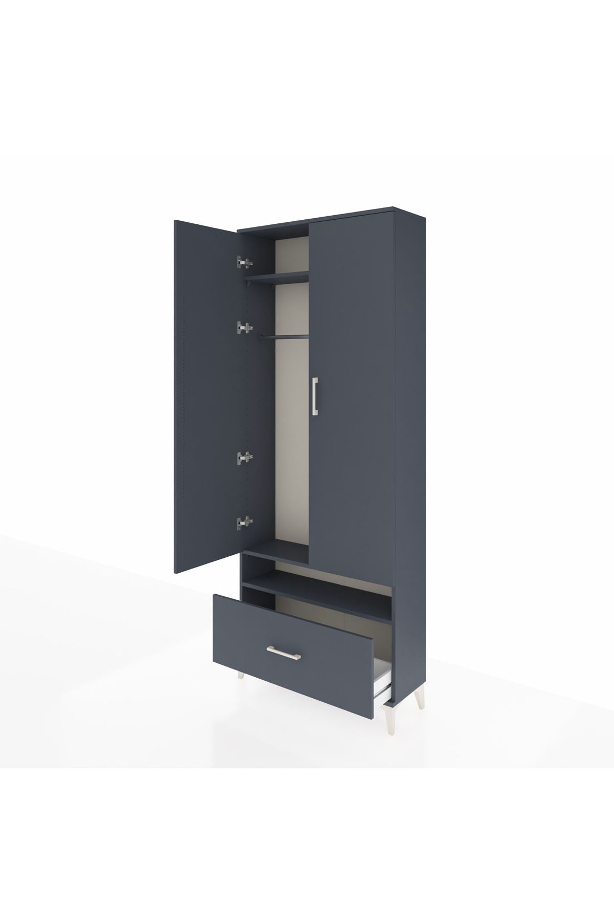 Arges Dolap 3 Raflı Tek Çekmeceli Tek Askılı 88x30x221 - S30M031V5A