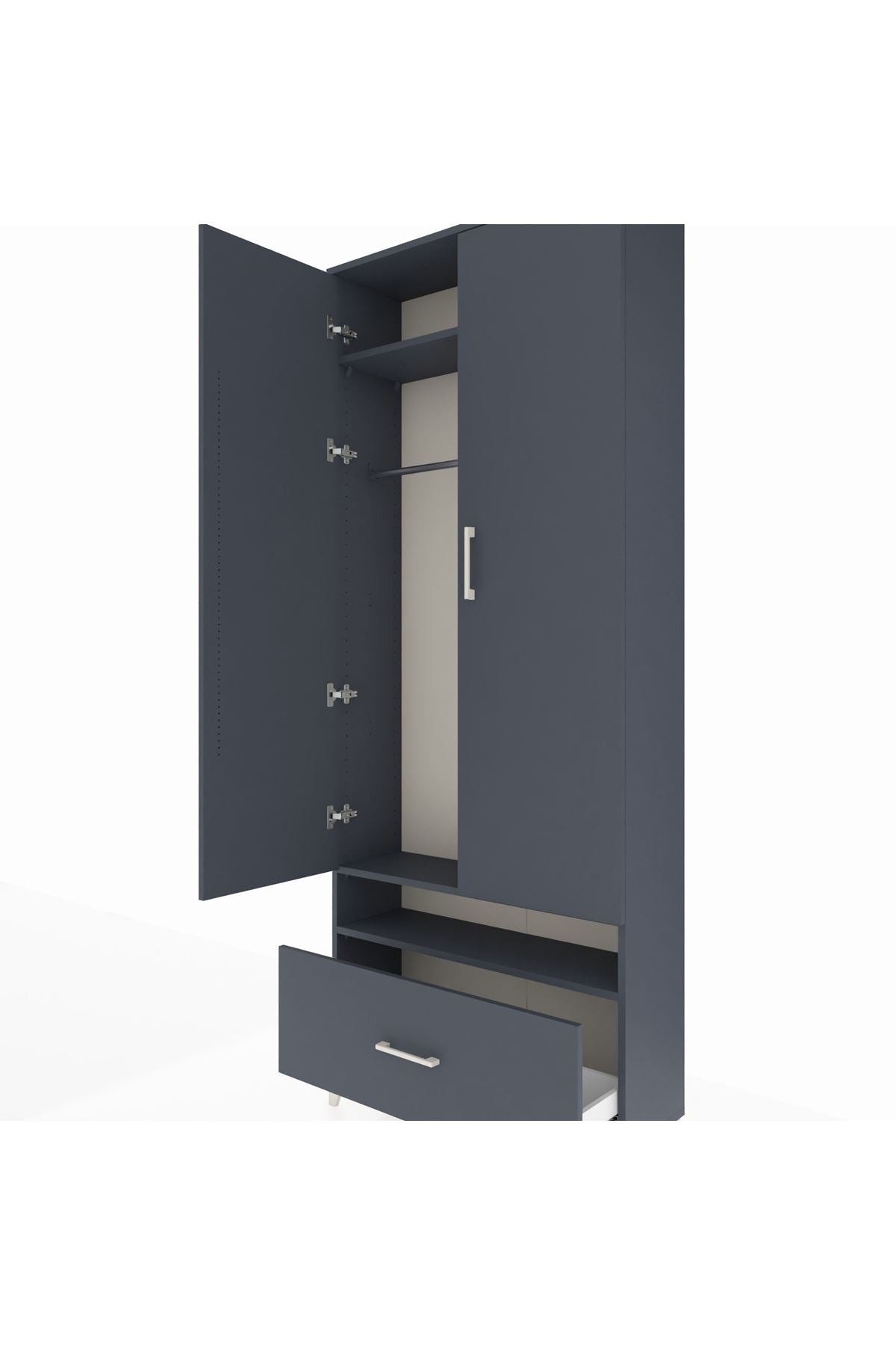 Arges Dolap 3 Raflı Tek Çekmeceli Tek Askılı 88x30x221 - S30M031V5A