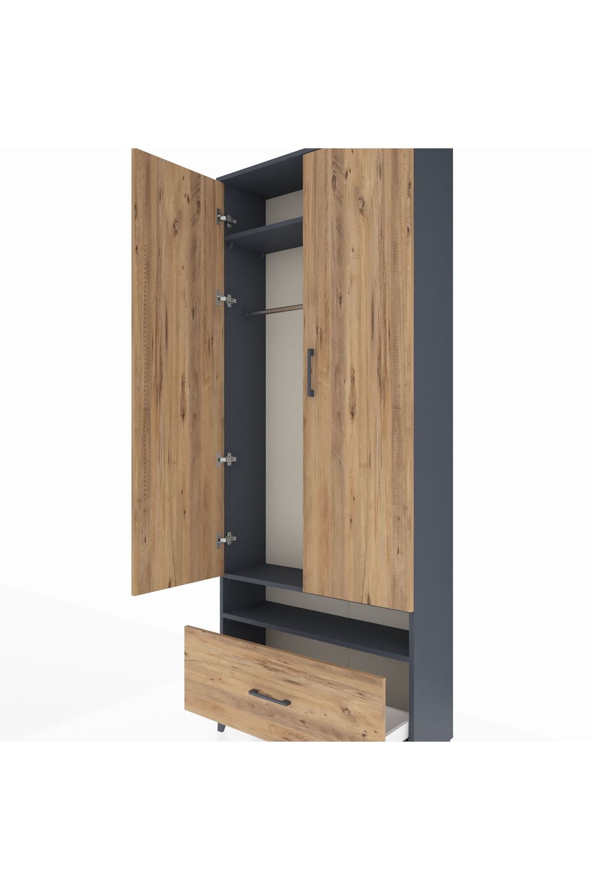 Arges Dolap 3 Raflı Tek Çekmeceli Tek Askılı 88x30x221 - S30M031V6A
