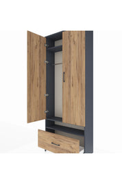 Arges Dolap 3 Raflı Tek Çekmeceli Tek Askılı 88x30x221 - S30M031V6A