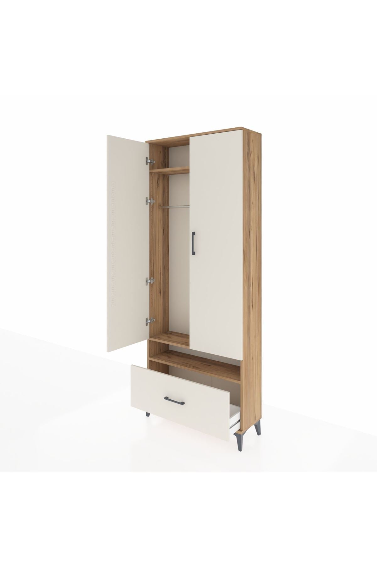 Arges Dolap 3 Raflı Tek Çekmeceli Tek Askılı 88x30x221 - S30M031V7A