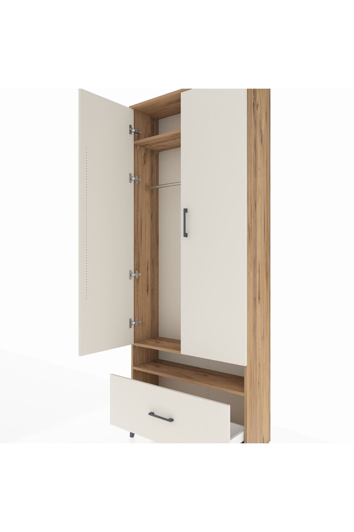 Arges Dolap 3 Raflı Tek Çekmeceli Tek Askılı 88x30x221 - S30M031V7A