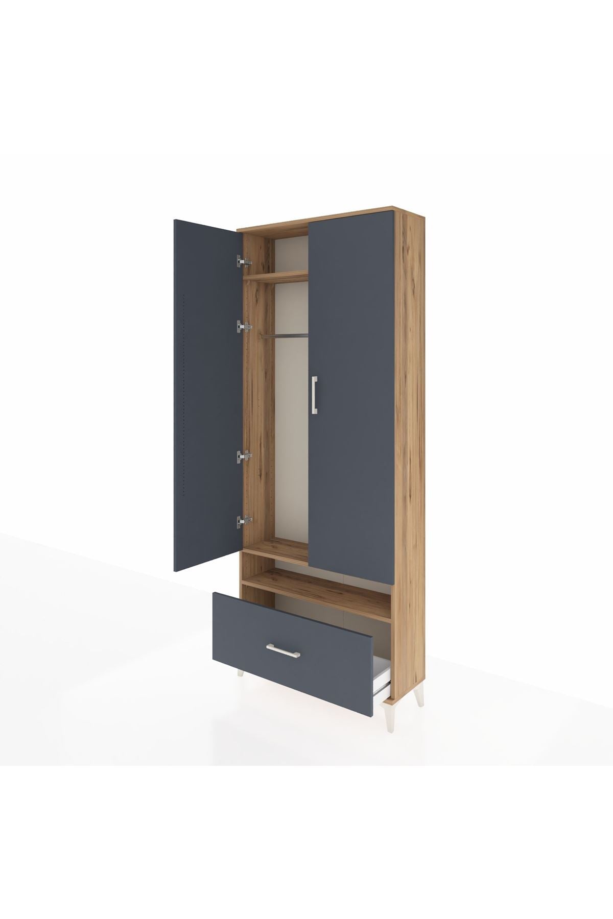Arges Dolap 3 Raflı Tek Çekmeceli Tek Askılı 88x30x221 - S30M031V8A