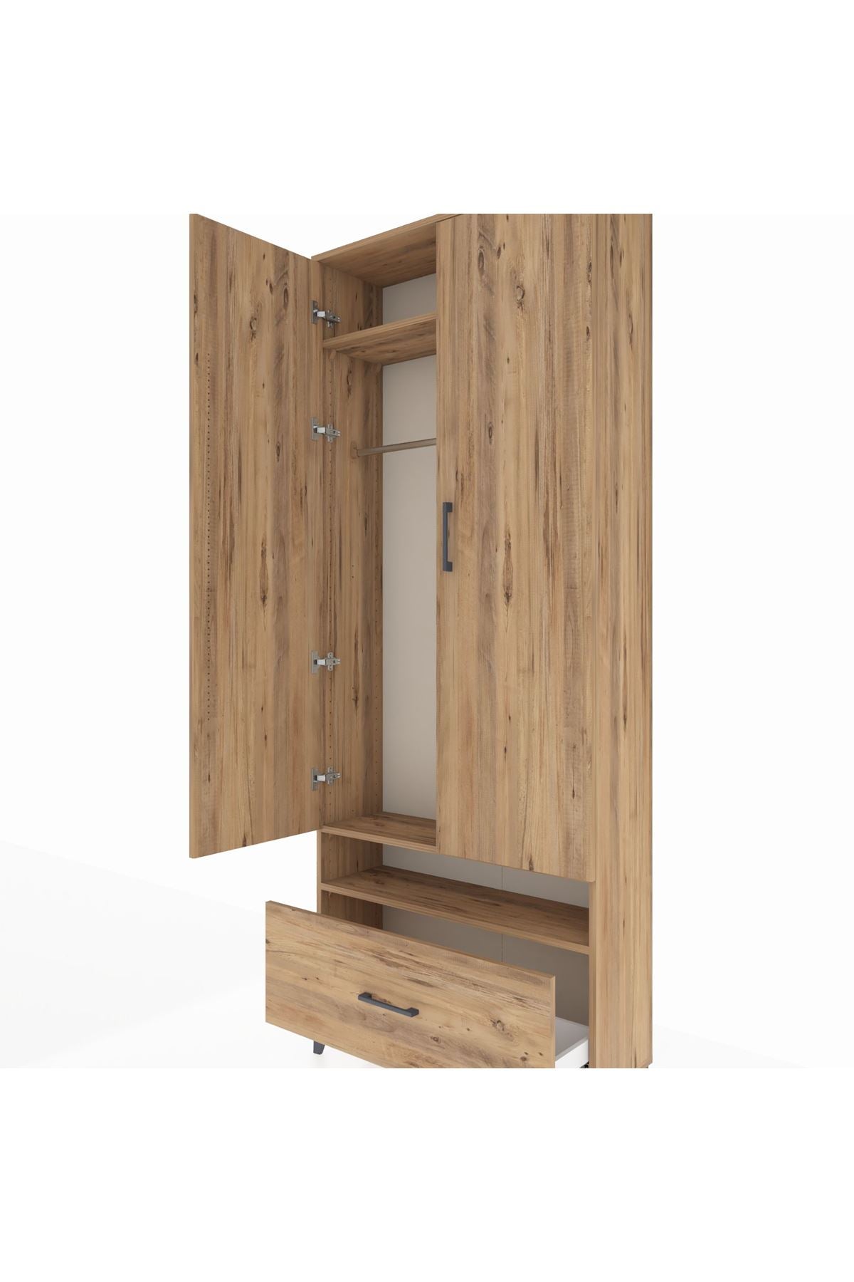 Arges Dolap 3 Raflı Tek Çekmeceli Tek Askılı 88x30x221 - S30M031V9A