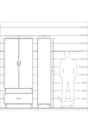 Arges Dolap 3 Raflı Tek Çekmeceli Tek Askılı 88x30x221 - S30M031V9A