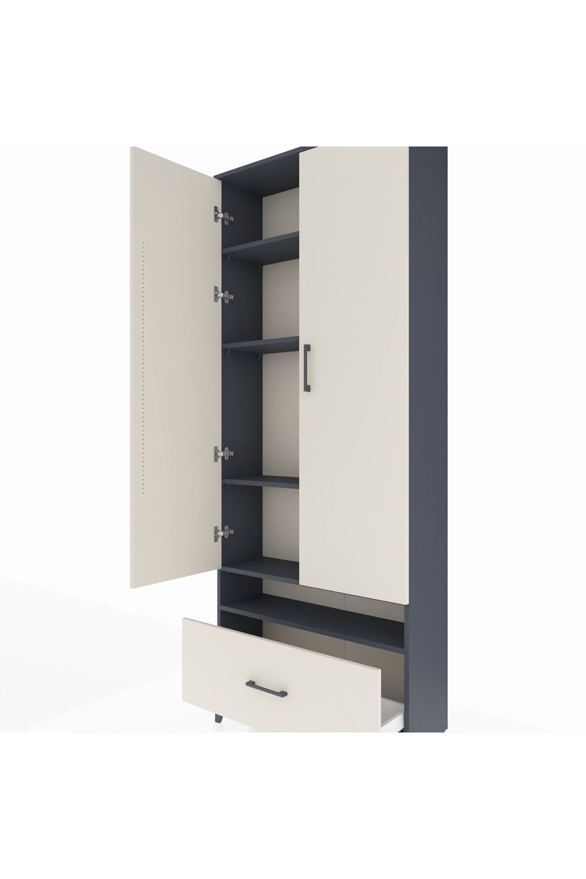 Arges Dolap 5 Raflı Tek Çekmeceli 2 Kapaklı 88x30x221 - S30M032V4A
