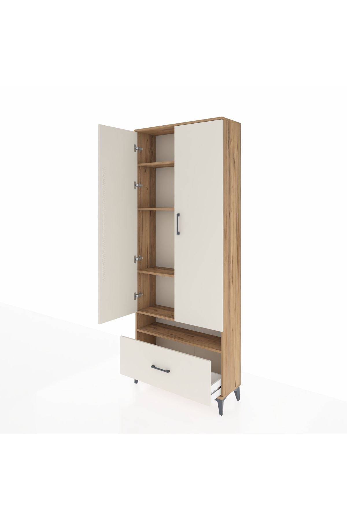 Arges Dolap 5 Raflı Tek Çekmeceli 2 Kapaklı 88x30x221 - S30M032V7A