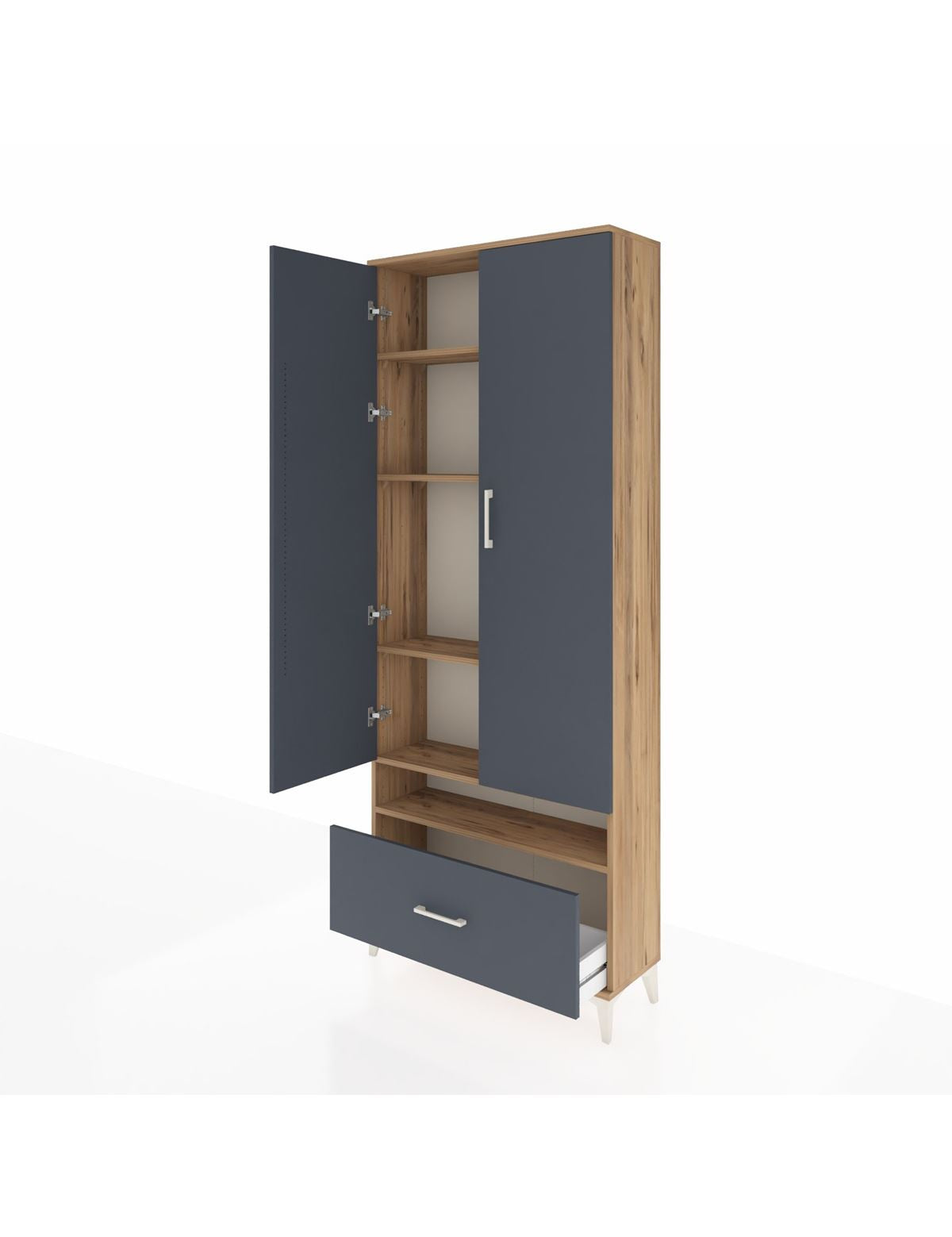 Arges Dolap 5 Raflı Tek Çekmeceli 2 Kapaklı 88x30x221 - S30M032V8A