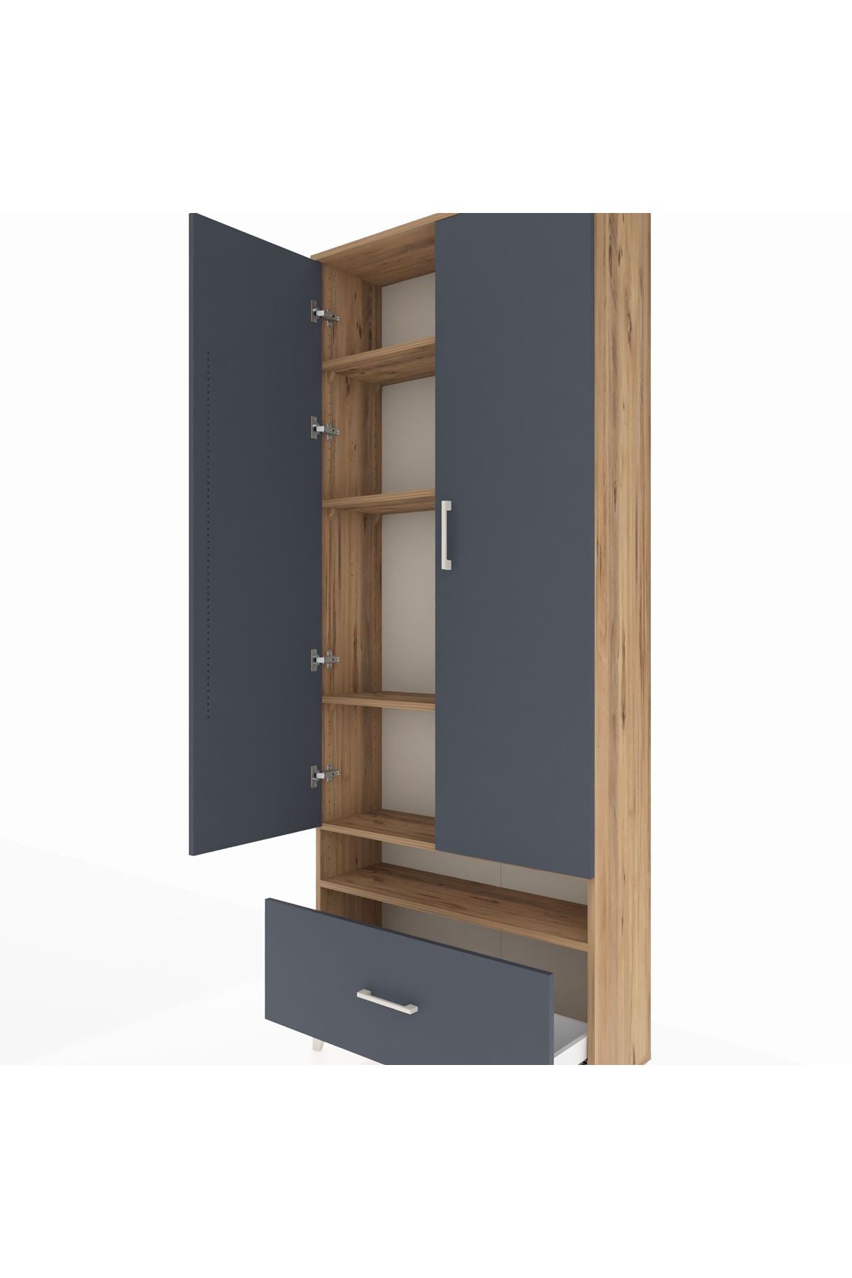 Arges Dolap 5 Raflı Tek Çekmeceli 2 Kapaklı 88x30x221 - S30M032V8A