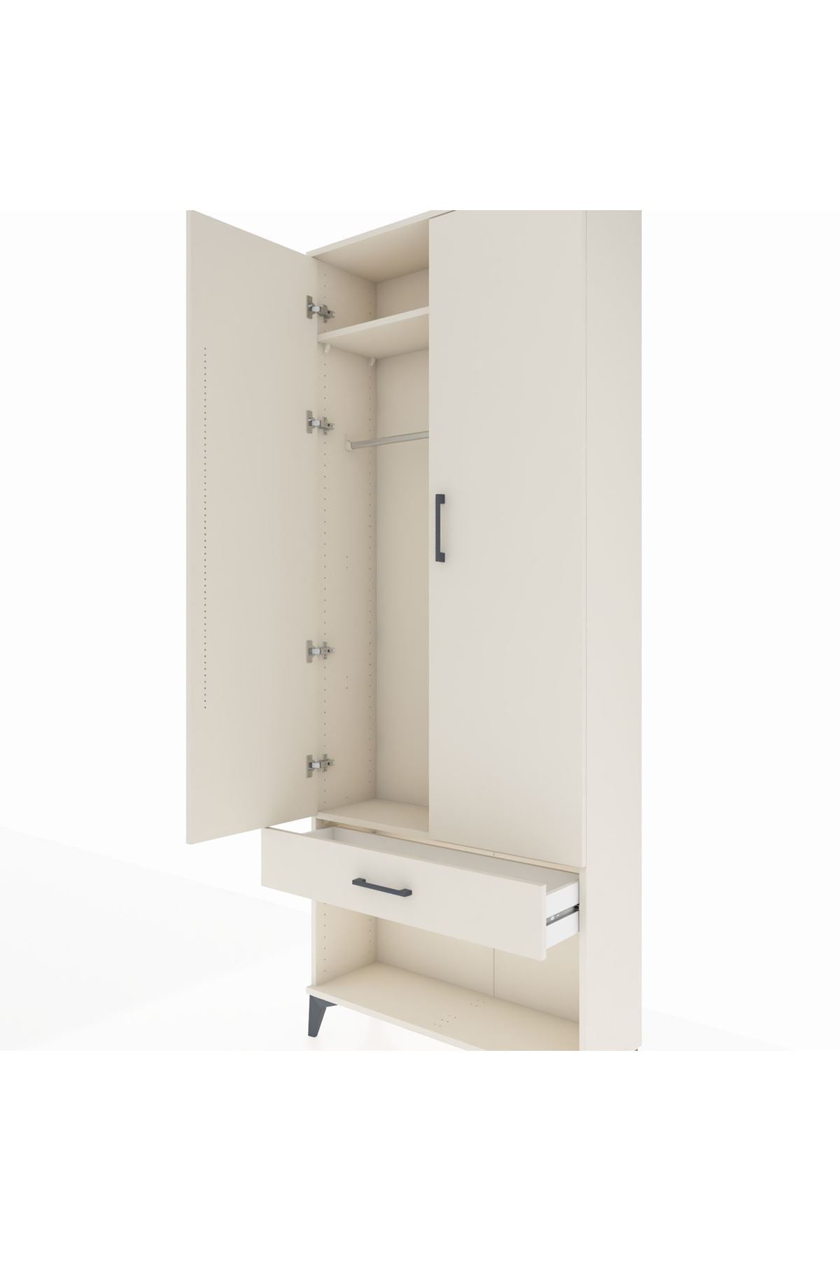Arges Dolap 2 Raflı Tek Çekmeceli Tek Askılı 88x30x221 - S30M034V1A