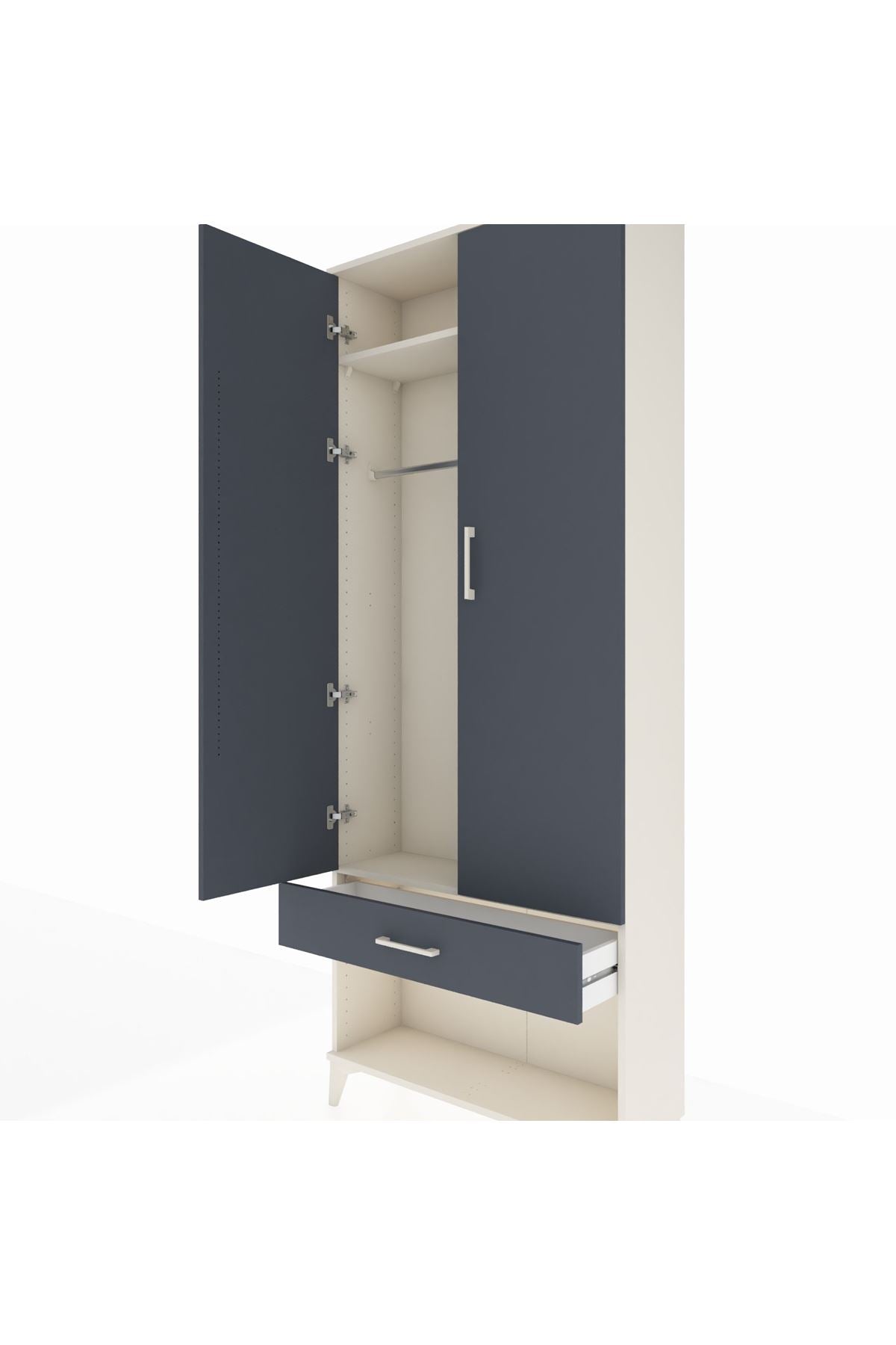 Arges Dolap 2 Raflı Tek Çekmeceli Tek Askılı 88x30x221 - S30M034V2A
