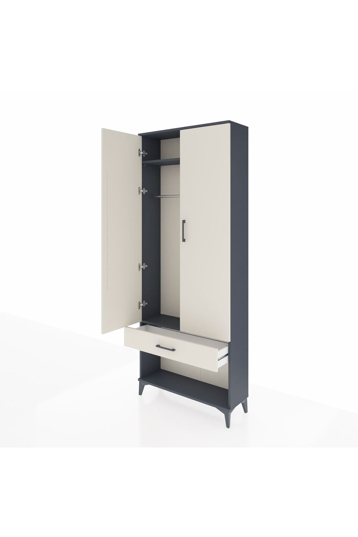 Arges Dolap 2 Raflı Tek Çekmeceli Tek Askılı 88x30x221 - S30M034V4A