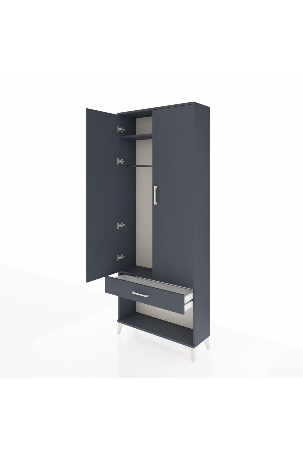 Arges Dolap 2 Raflı Tek Çekmeceli Tek Askılı 88x30x221 - S30M034V5A