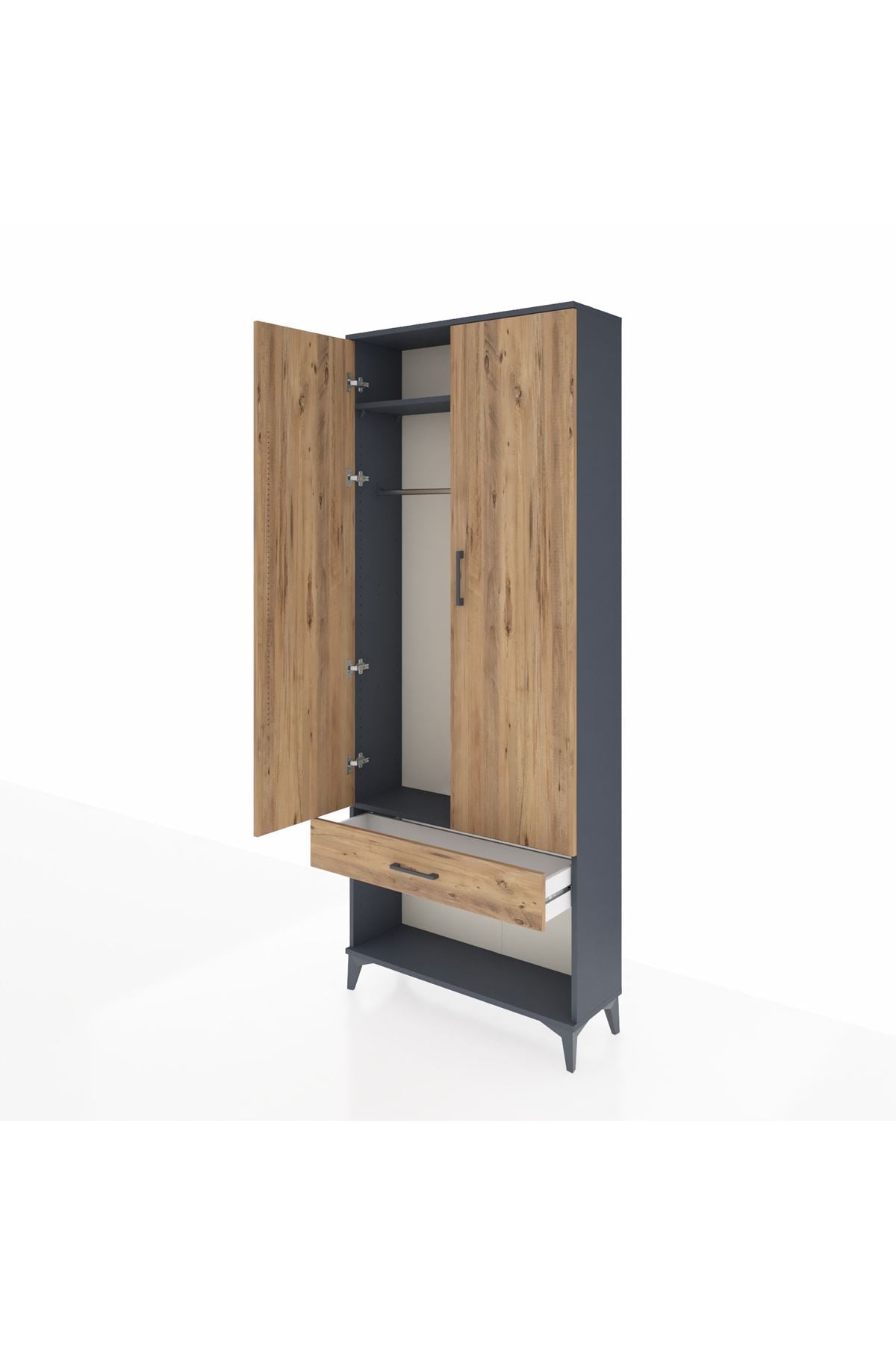 Arges Dolap 2 Raflı Tek Çekmeceli Tek Askılı 88x30x221 - S30M034V6A