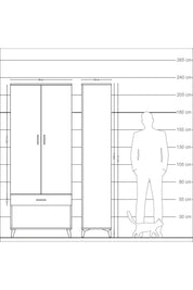 Arges Dolap 2 Raflı Tek Çekmeceli Tek Askılı 88x30x221 - S30M034V6A
