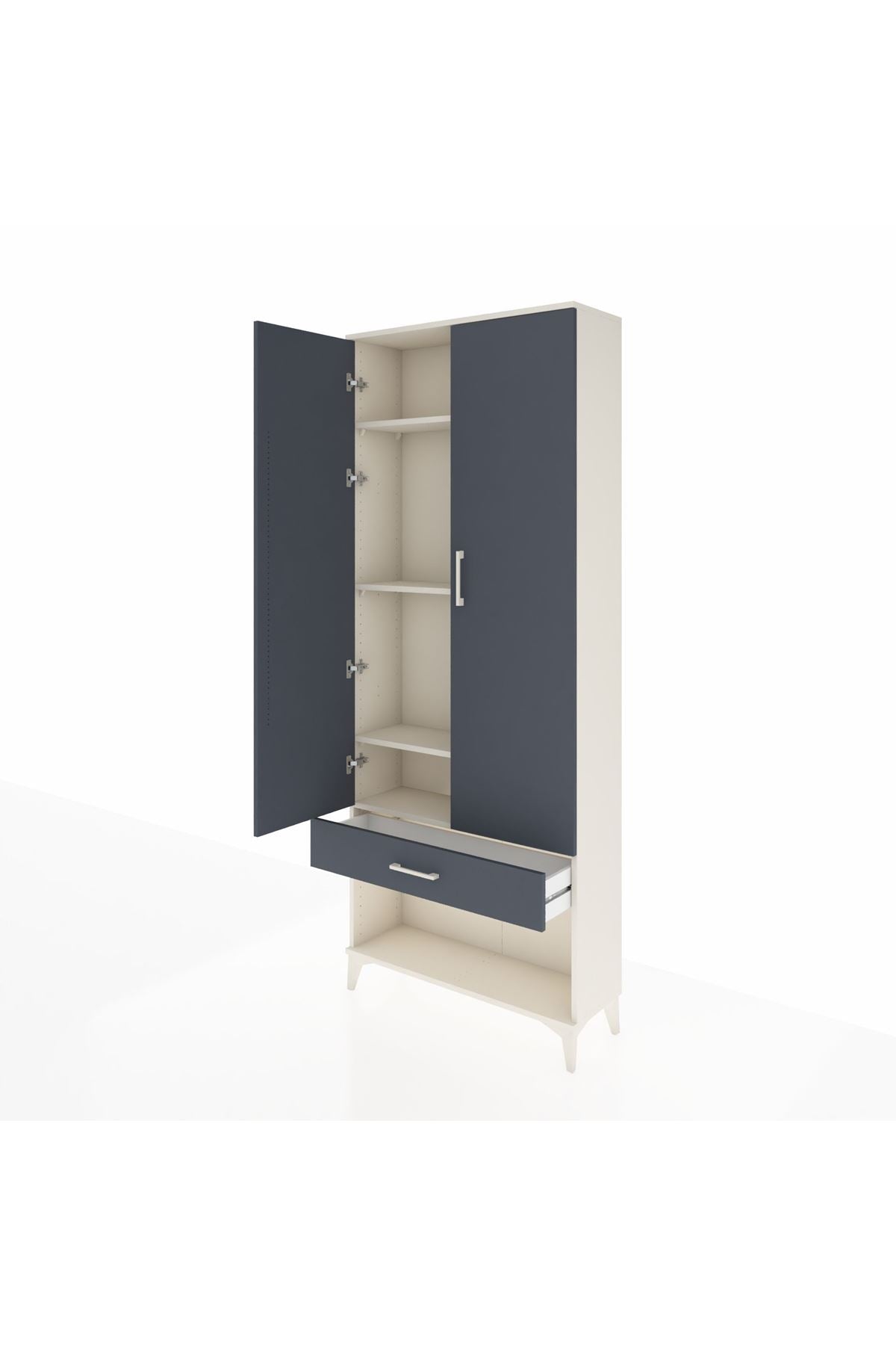 Arges Dolap 4 Raflı Tek Çekmeceli 2 Kapaklı 88x30x221 - S30M035V2A