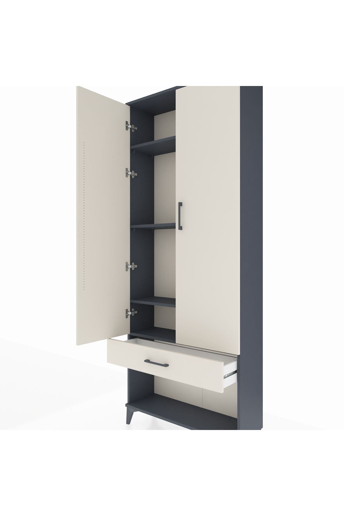 Arges Dolap 4 Raflı Tek Çekmeceli 2 Kapaklı 88x30x221 - S30M035V4A