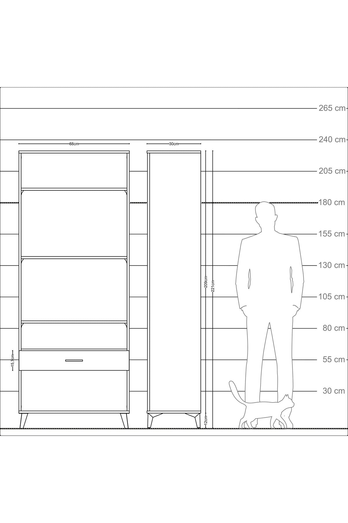 Arges Dolap 4 Raflı Tek Çekmeceli 88x30x221 - S30M036V6A