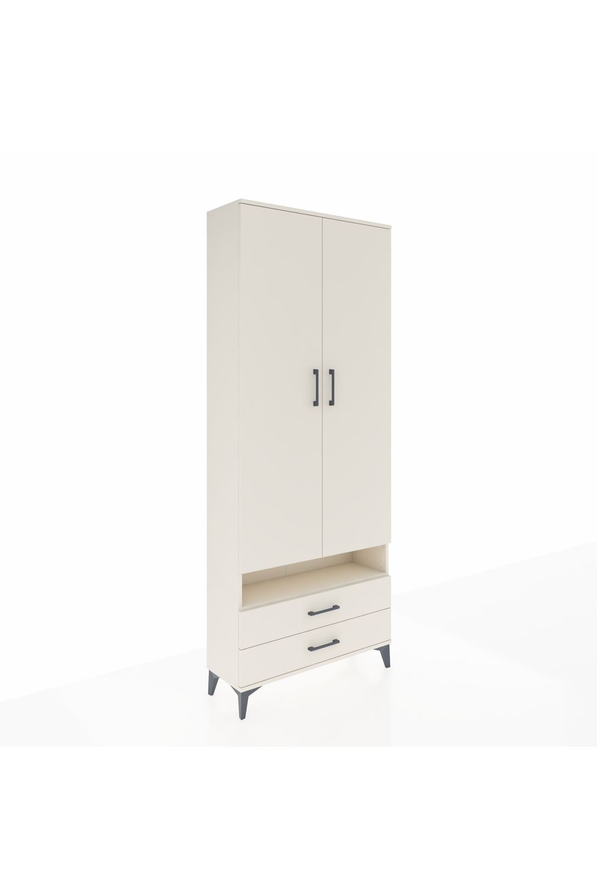 Arges Dolap 3 Raflı 2 Çekmeceli Tek Askılı 88x30x221 - S30M037V1A