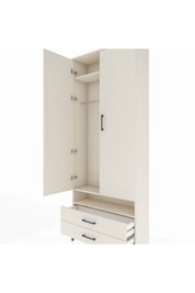 Arges Dolap 3 Raflı 2 Çekmeceli Tek Askılı 88x30x221 - S30M037V1A