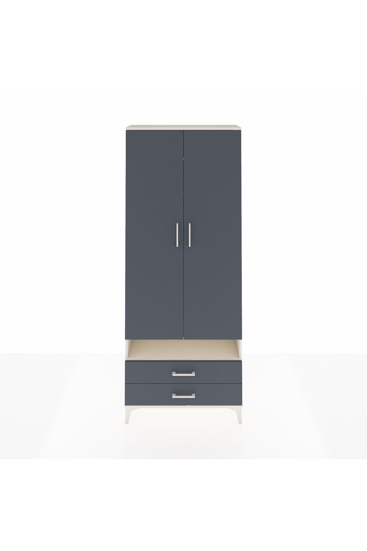 Arges Dolap 3 Raflı 2 Çekmeceli Tek Askılı 88x30x221 - S30M037V2A
