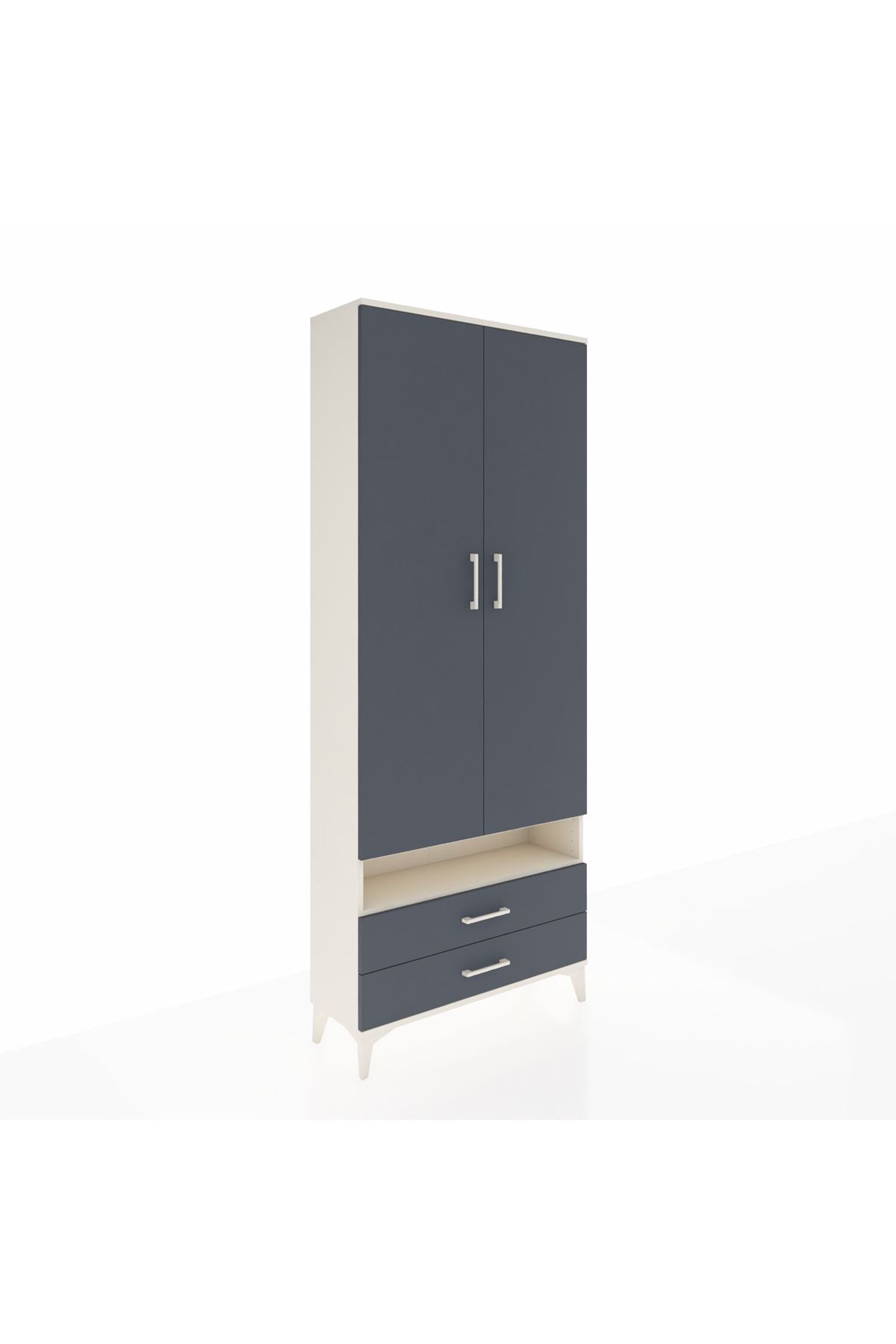 Arges Dolap 3 Raflı 2 Çekmeceli Tek Askılı 88x30x221 - S30M037V2A