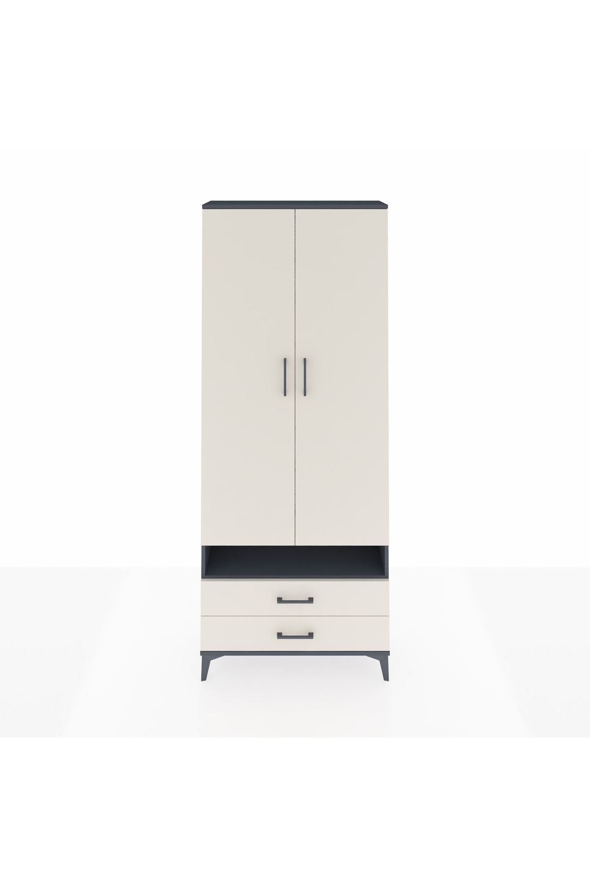 Arges Dolap 3 Raflı 2 Çekmeceli Tek Askılı 88x30x221 - S30M037V4A