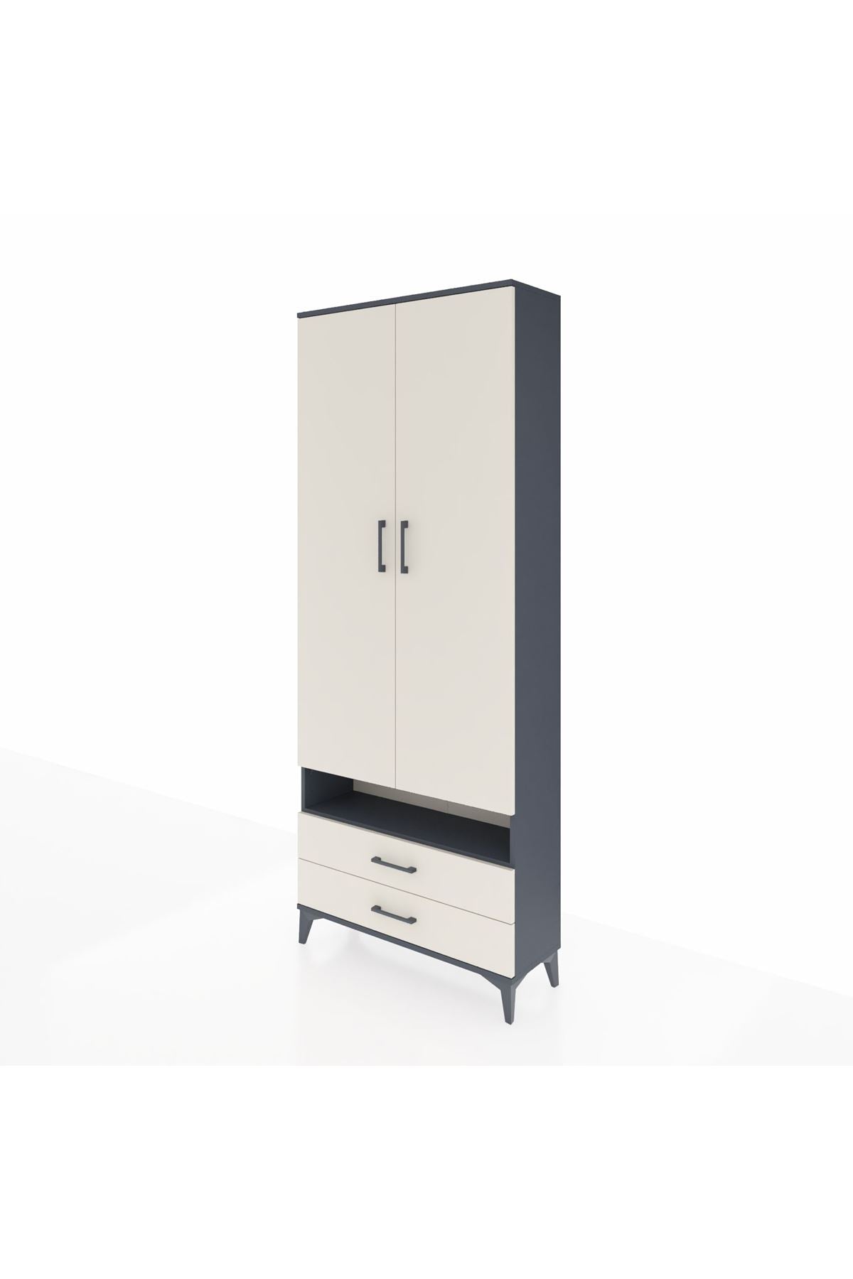 Arges Dolap 3 Raflı 2 Çekmeceli Tek Askılı 88x30x221 - S30M037V4A