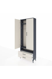 Arges Dolap 3 Raflı 2 Çekmeceli Tek Askılı 88x30x221 - S30M037V4A