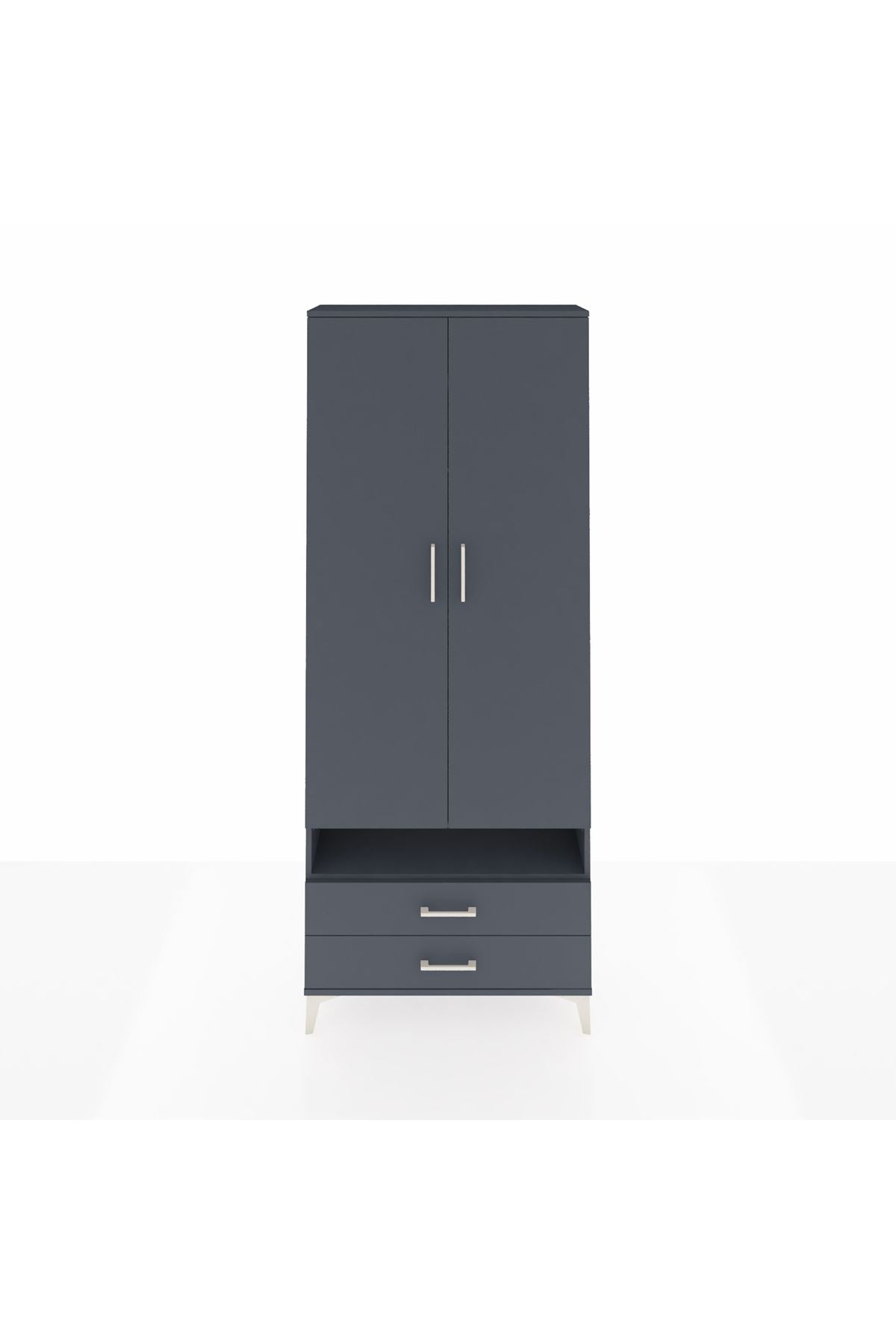 Arges Dolap 3 Raflı 2 Çekmeceli Tek Askılı 88x30x221 - S30M037V5A