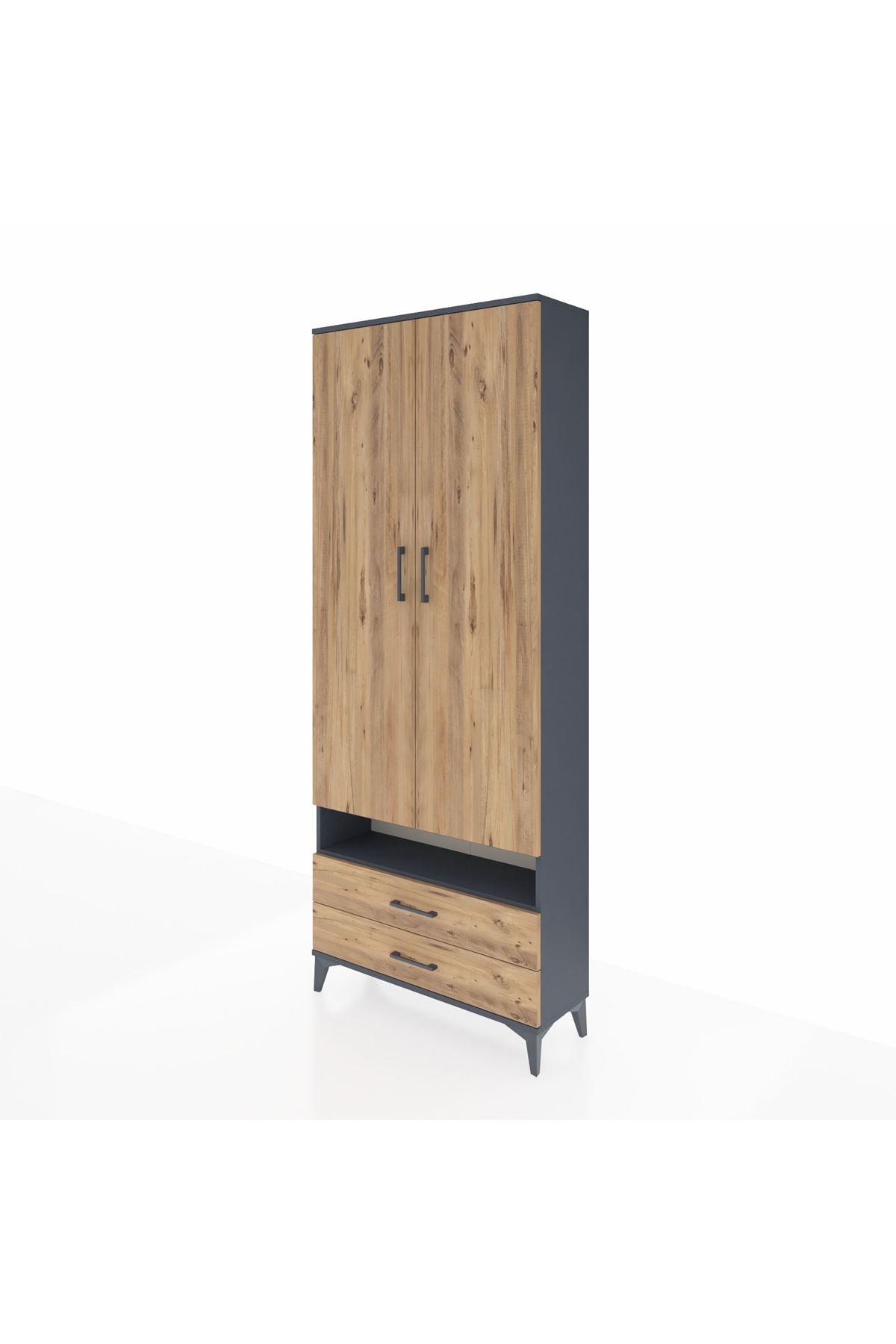 Arges Dolap 3 Raflı 2 Çekmeceli Tek Askılı 88x30x221 - S30M037V6A