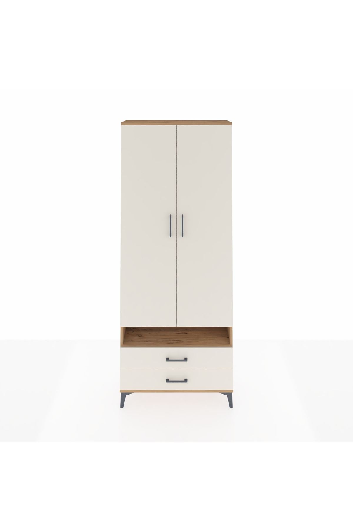Arges Dolap 3 Raflı 2 Çekmeceli Tek Askılı 88x30x221 - S30M037V7A
