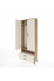 Arges Dolap 3 Raflı 2 Çekmeceli Tek Askılı 88x30x221 - S30M037V7A