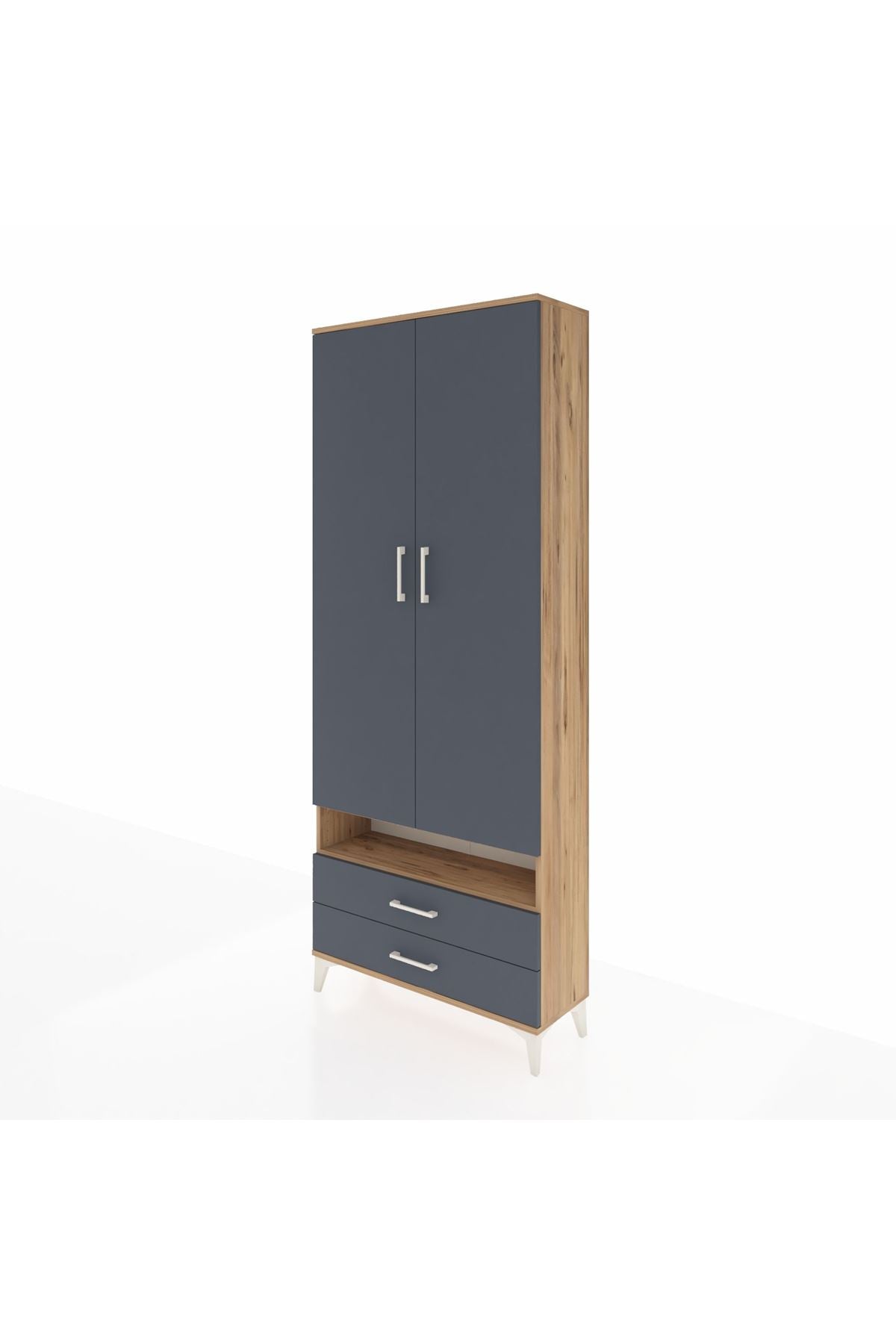Arges Dolap 3 Raflı 2 Çekmeceli Tek Askılı 88x30x221 - S30M037V8A