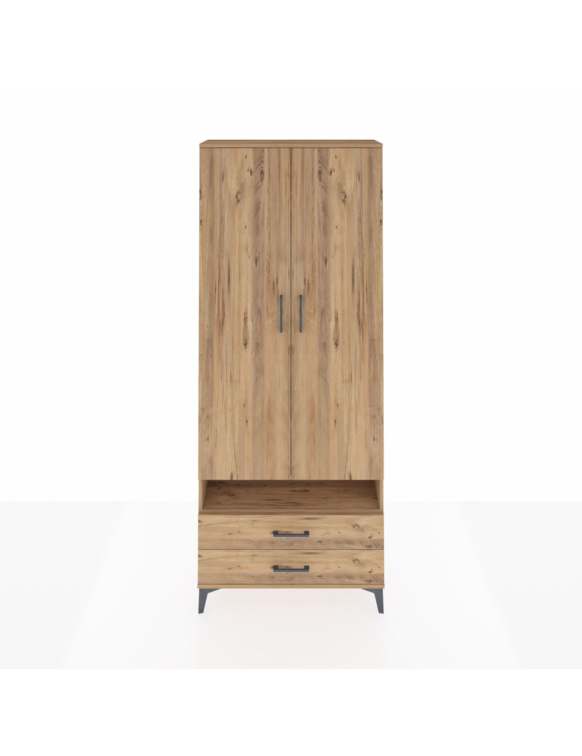 Arges Dolap 3 Raflı 2 Çekmeceli Tek Askılı 88x30x221 - S30M037V9A