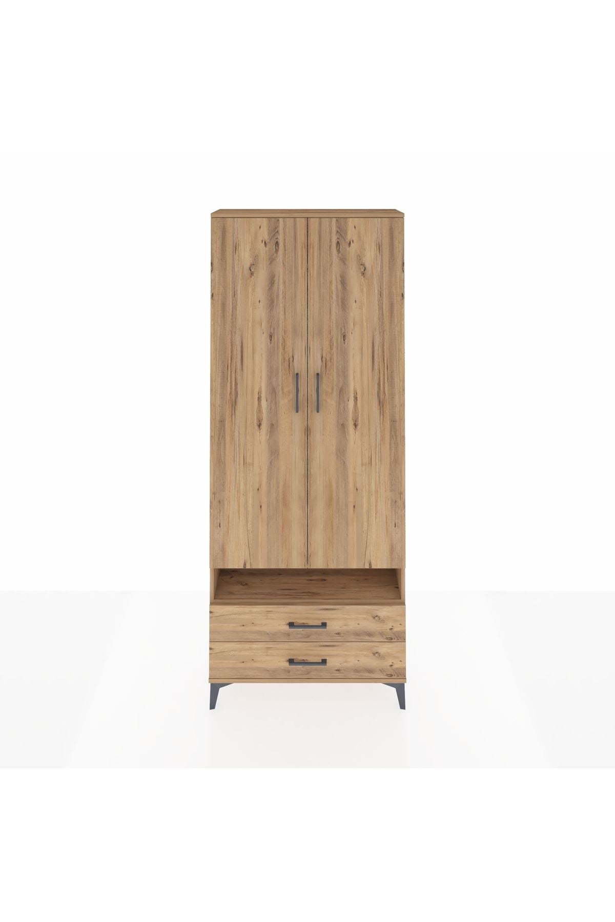 Arges Dolap 3 Raflı 2 Çekmeceli Tek Askılı 88x30x221 - S30M037V9A