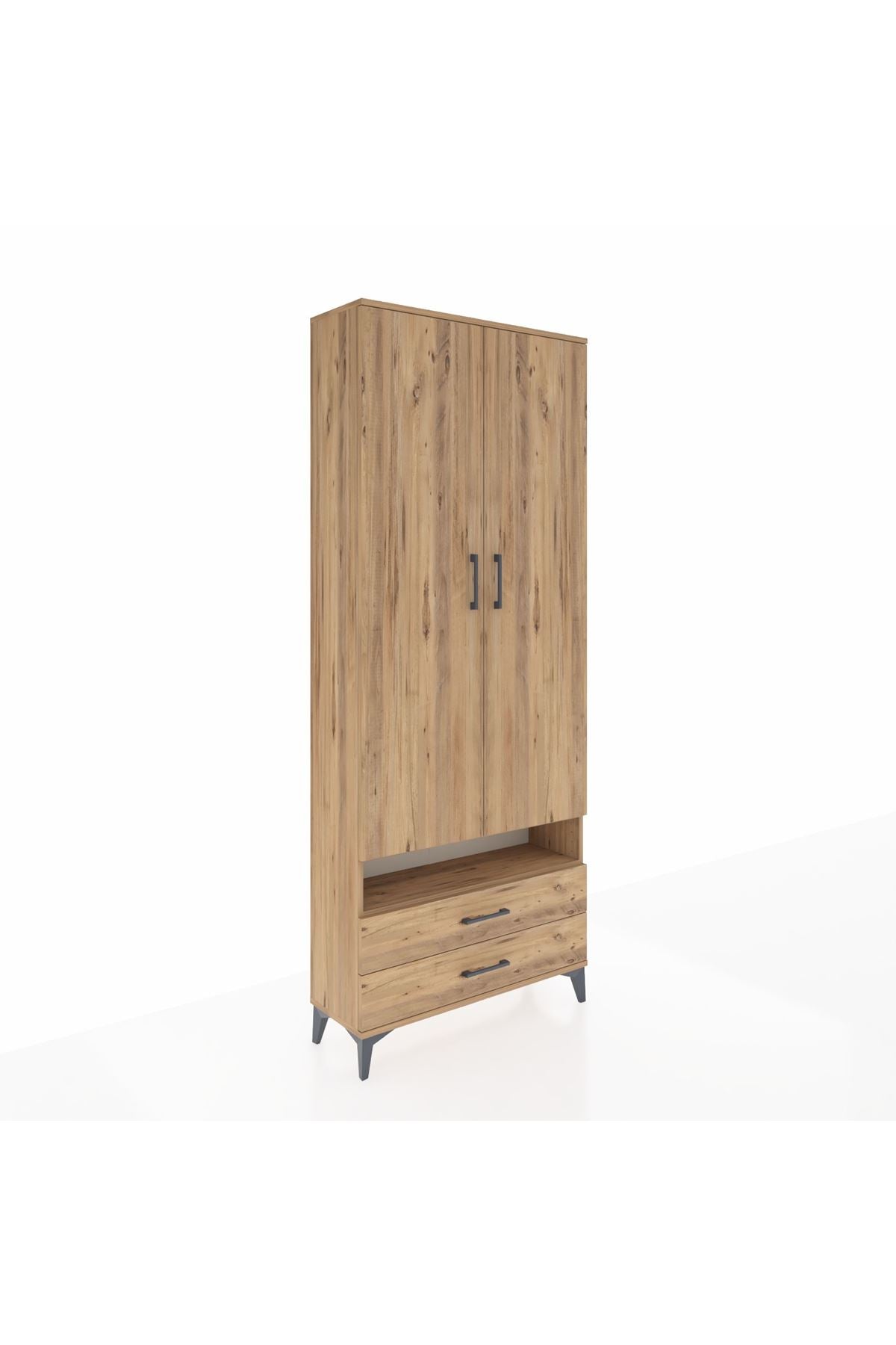Arges Dolap 3 Raflı 2 Çekmeceli Tek Askılı 88x30x221 - S30M037V9A
