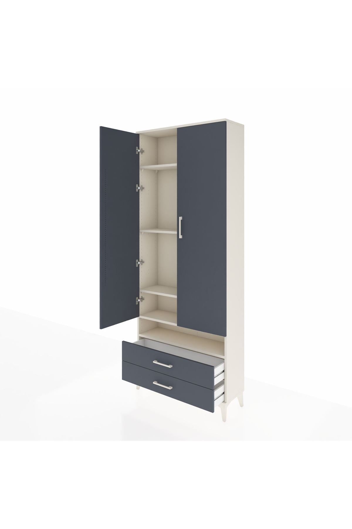 Arges Dolap 5 Raflı 2 Çekmeceli 2 Kapaklı 88x30x221 - S30M038V2A