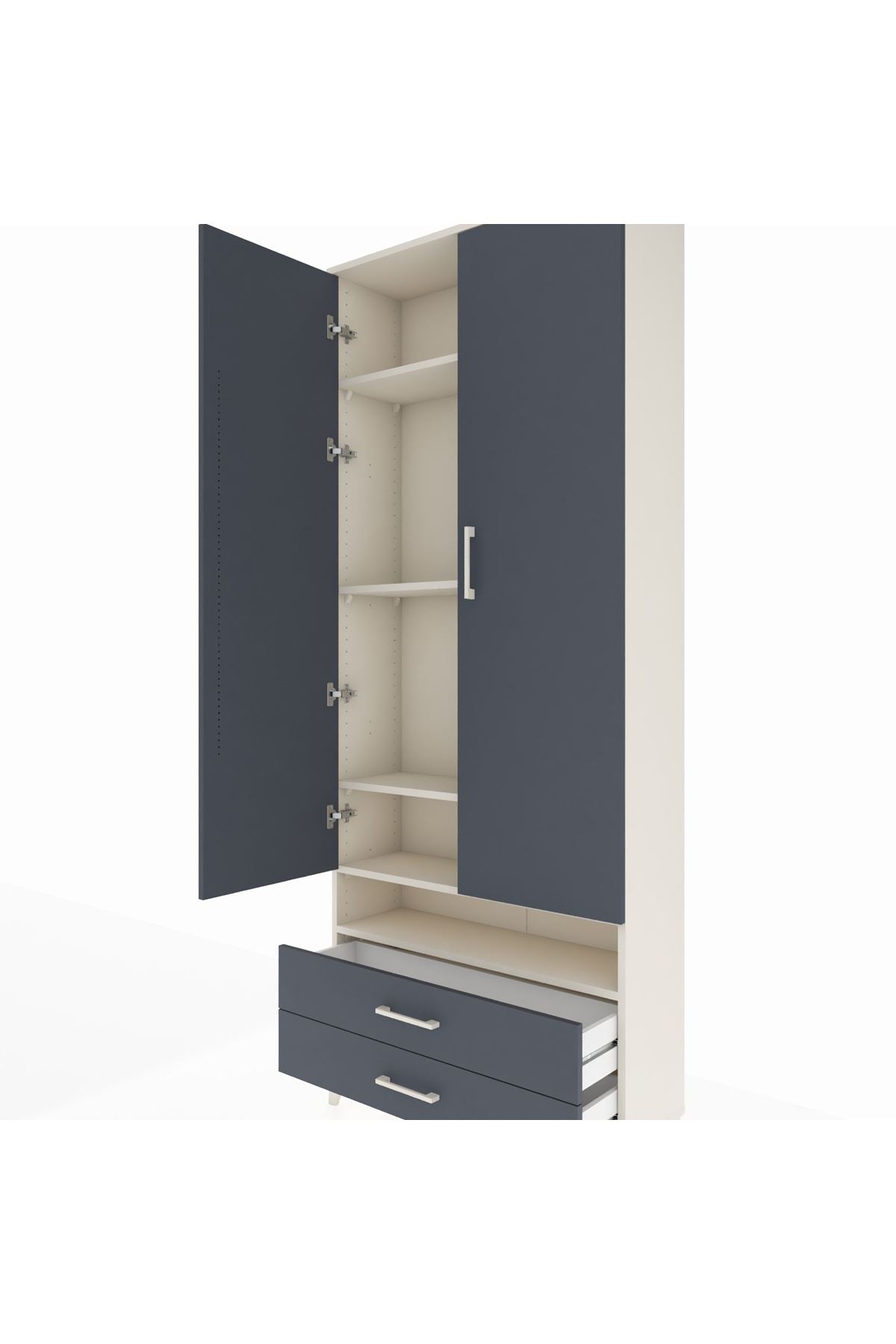 Arges Dolap 5 Raflı 2 Çekmeceli 2 Kapaklı 88x30x221 - S30M038V2A