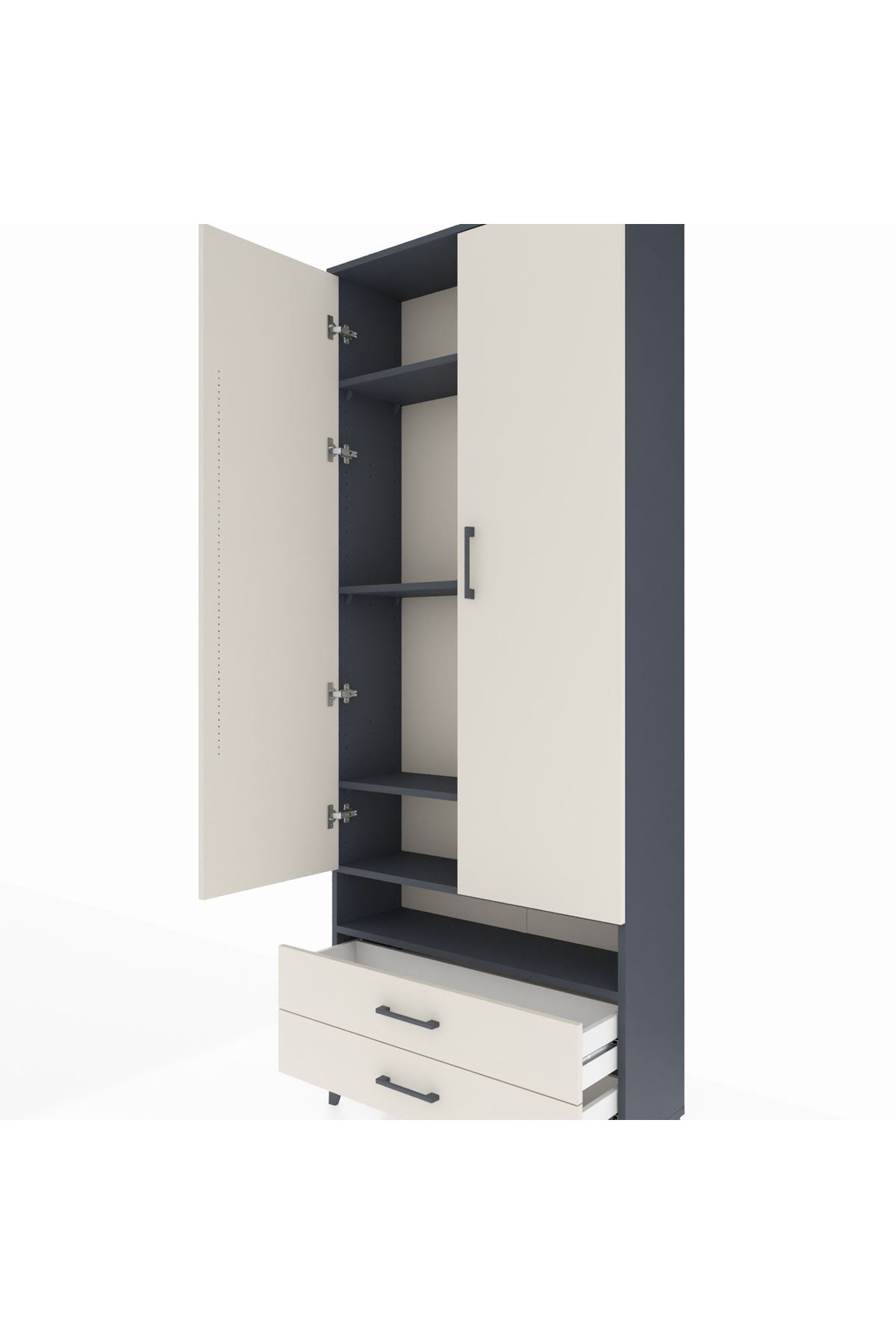 Arges Dolap 5 Raflı 2 Çekmeceli 2 Kapaklı 88x30x221 - S30M038V4A