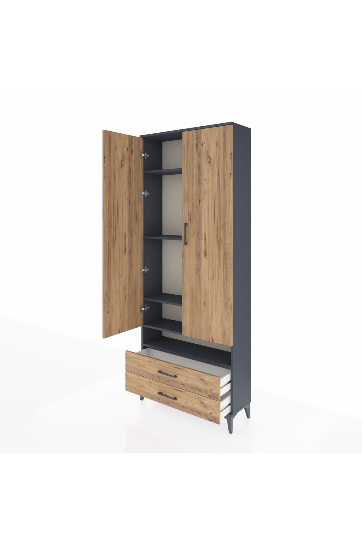 Arges Dolap 5 Raflı 2 Çekmeceli 2 Kapaklı 88x30x221 - S30M038V6A