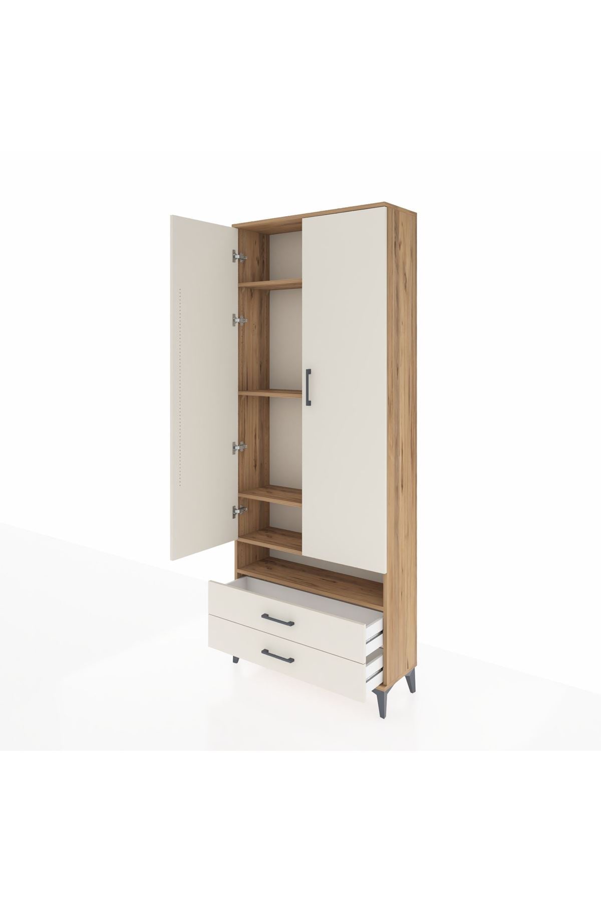 Arges Dolap 5 Raflı 2 Çekmeceli 2 Kapaklı 88x30x221 - S30M038V7A