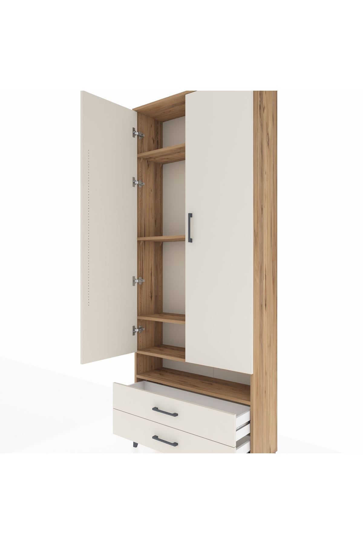 Arges Dolap 5 Raflı 2 Çekmeceli 2 Kapaklı 88x30x221 - S30M038V7A