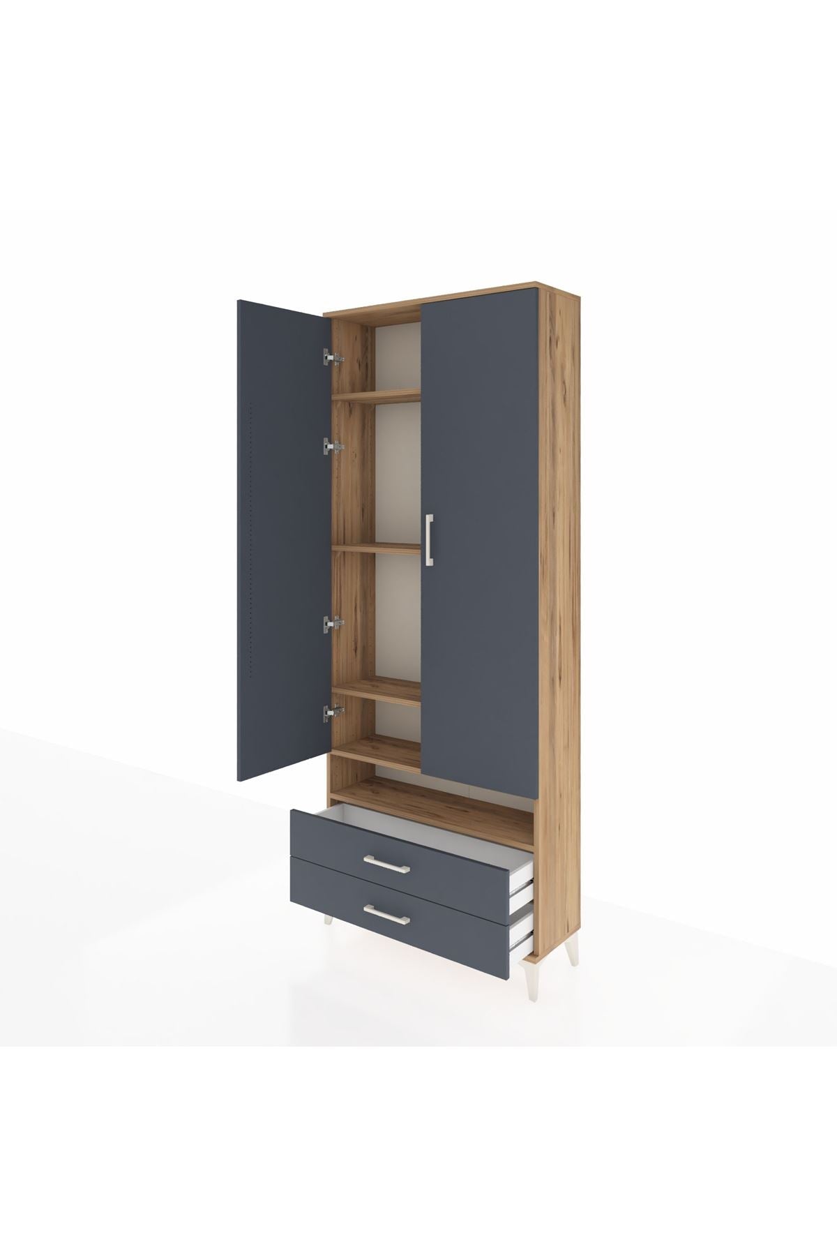 Arges Dolap 5 Raflı 2 Çekmeceli 2 Kapaklı 88x30x221 - S30M038V8A