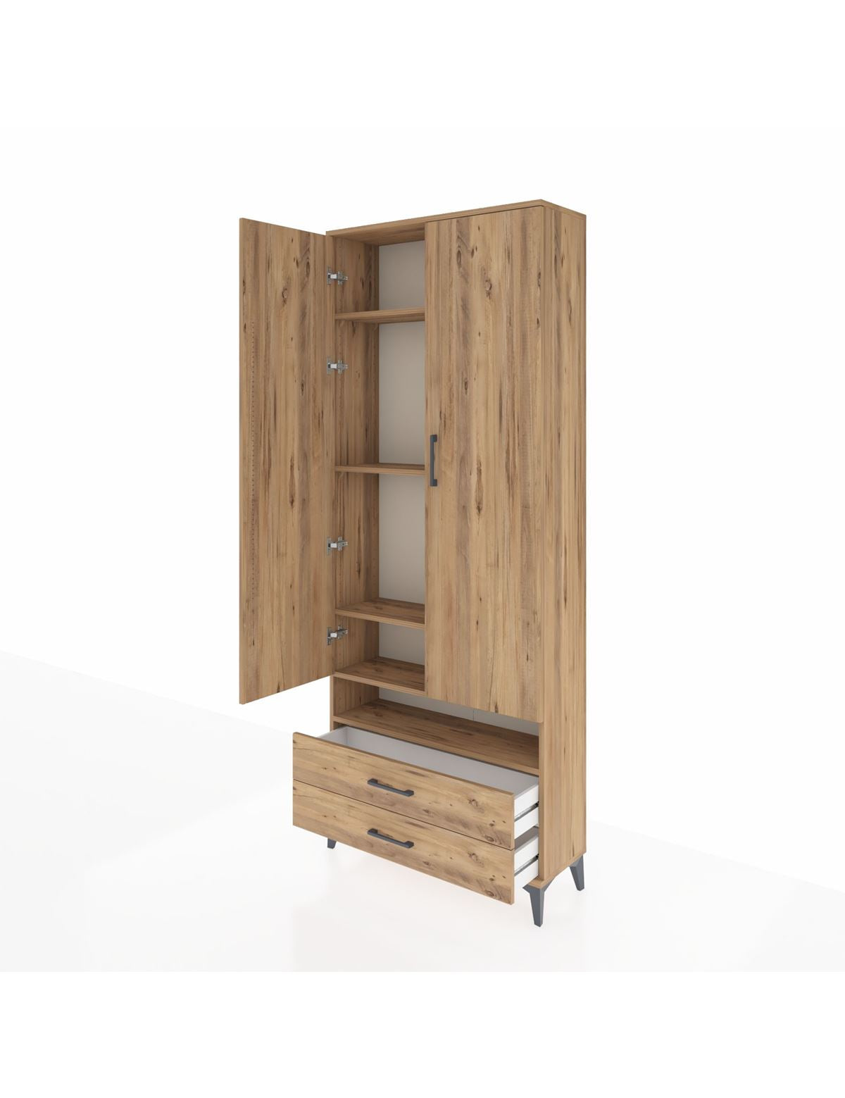 Arges Dolap 5 Raflı 2 Çekmeceli 2 Kapaklı 88x30x221 - S30M038V9A