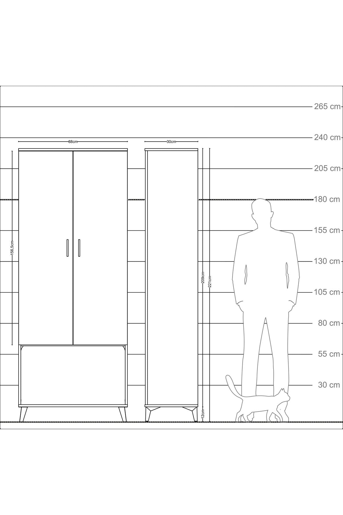 Arges Dolap 4 Raflı 2 Kapaklı 88x30x221 - S30M041V4A