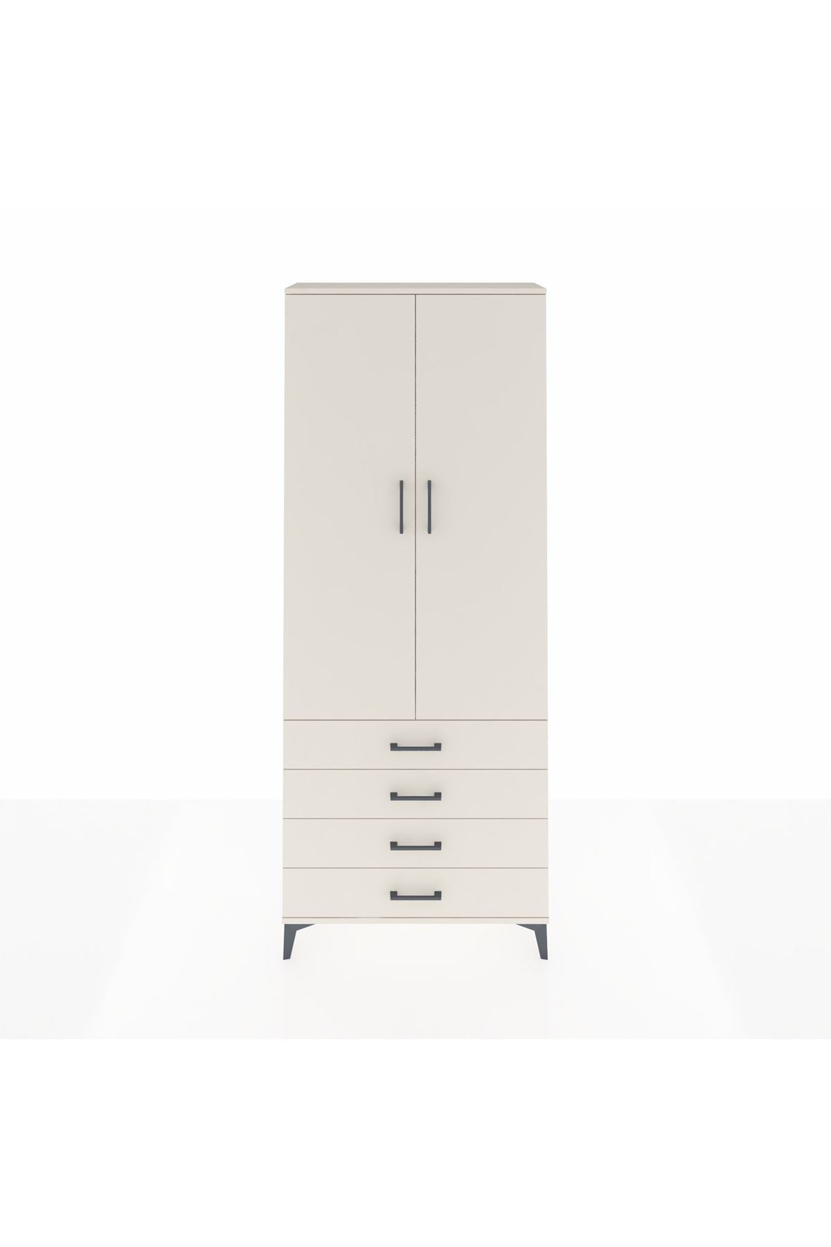 Arges Dolap 2 Raflı 4 Çekmeceli Tek Askılı 88x30x221 - S30M043V1A