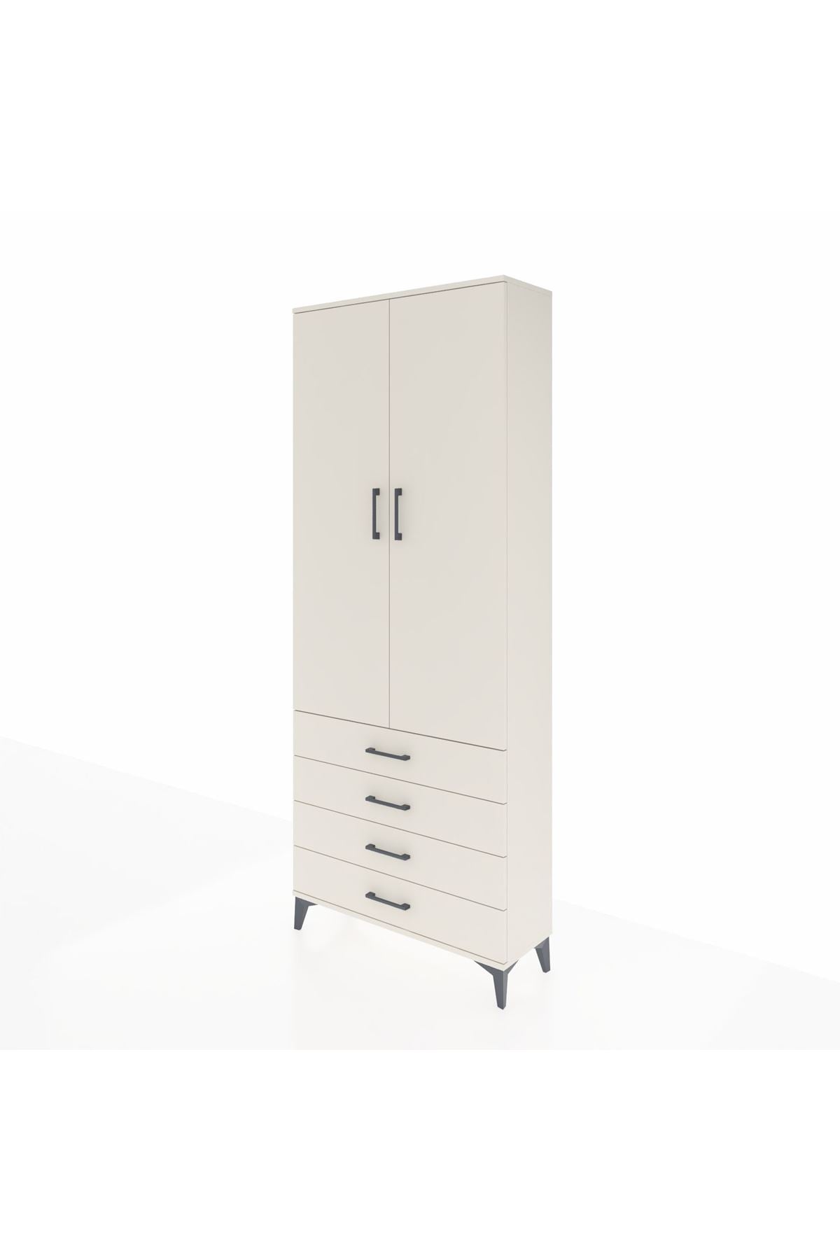 Arges Dolap 2 Raflı 4 Çekmeceli Tek Askılı 88x30x221 - S30M043V1A